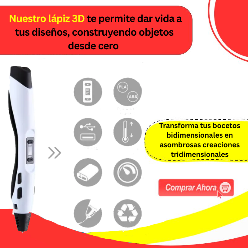 Lapíz 3D de Silicona