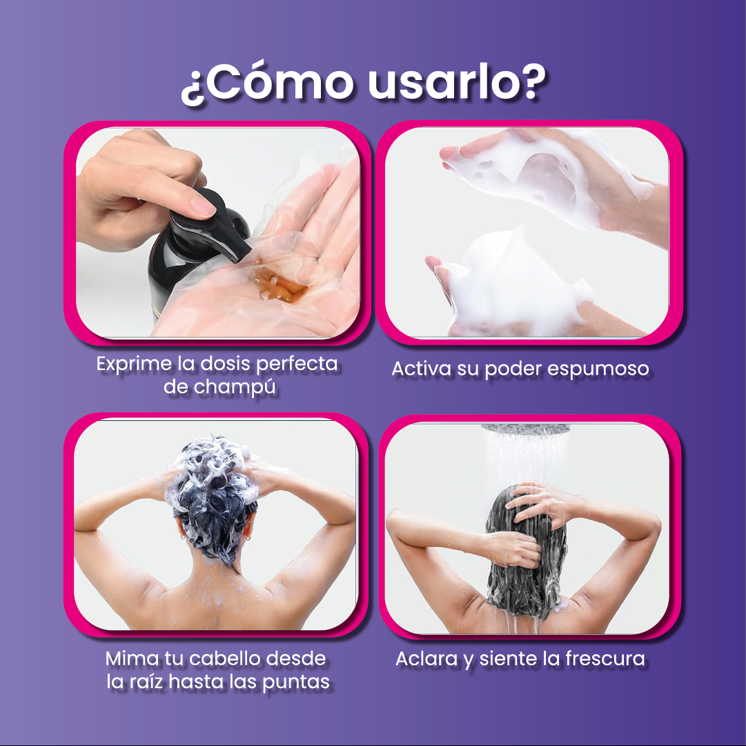 Shampoo Black Hair Dye 3 en 1- Shampoo, Condicionador y Tratamento Capilar