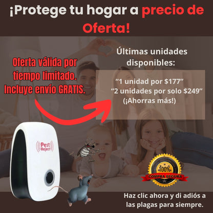 Repelente Ultrasónico de Plagas Amigable para Niños y Mascotas